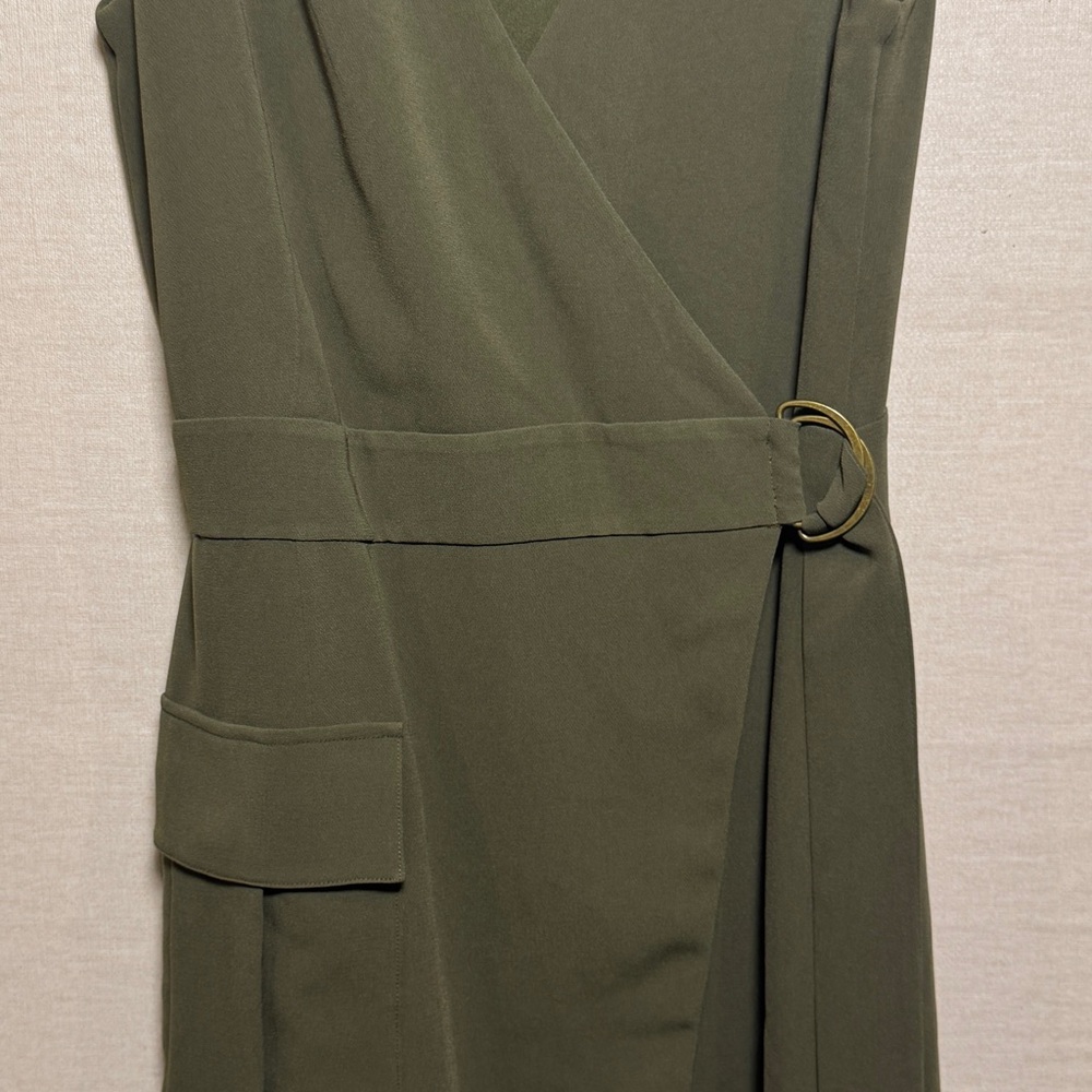 Polo Ralph Lauren Cady Wrap Dress Olive Green Womens 8 Sleeveless